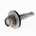 Self-tapping screw for sheet metal - 5.5 x 25 mm - hexagonal head - galvanized - washer and sealing rubber